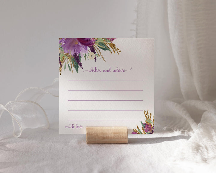 Modern Lilac & Gold Advice Cards - Paper Clever Party