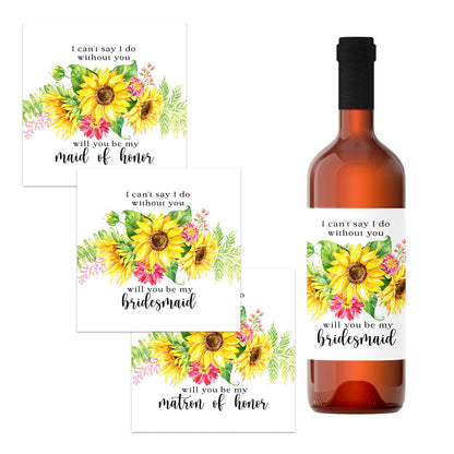 Sunflower Bridesmaid Wine Labels MaidPaper Clever Party