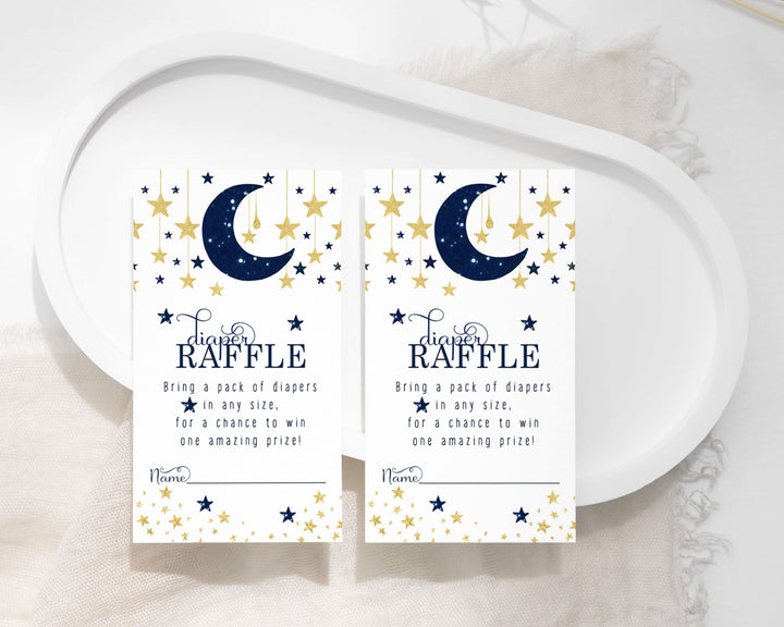 Twinkle Little Star Diaper Raffle Tickets for Boys - Baby Shower Game Inserts, 50 Pack - Paper Clever Party