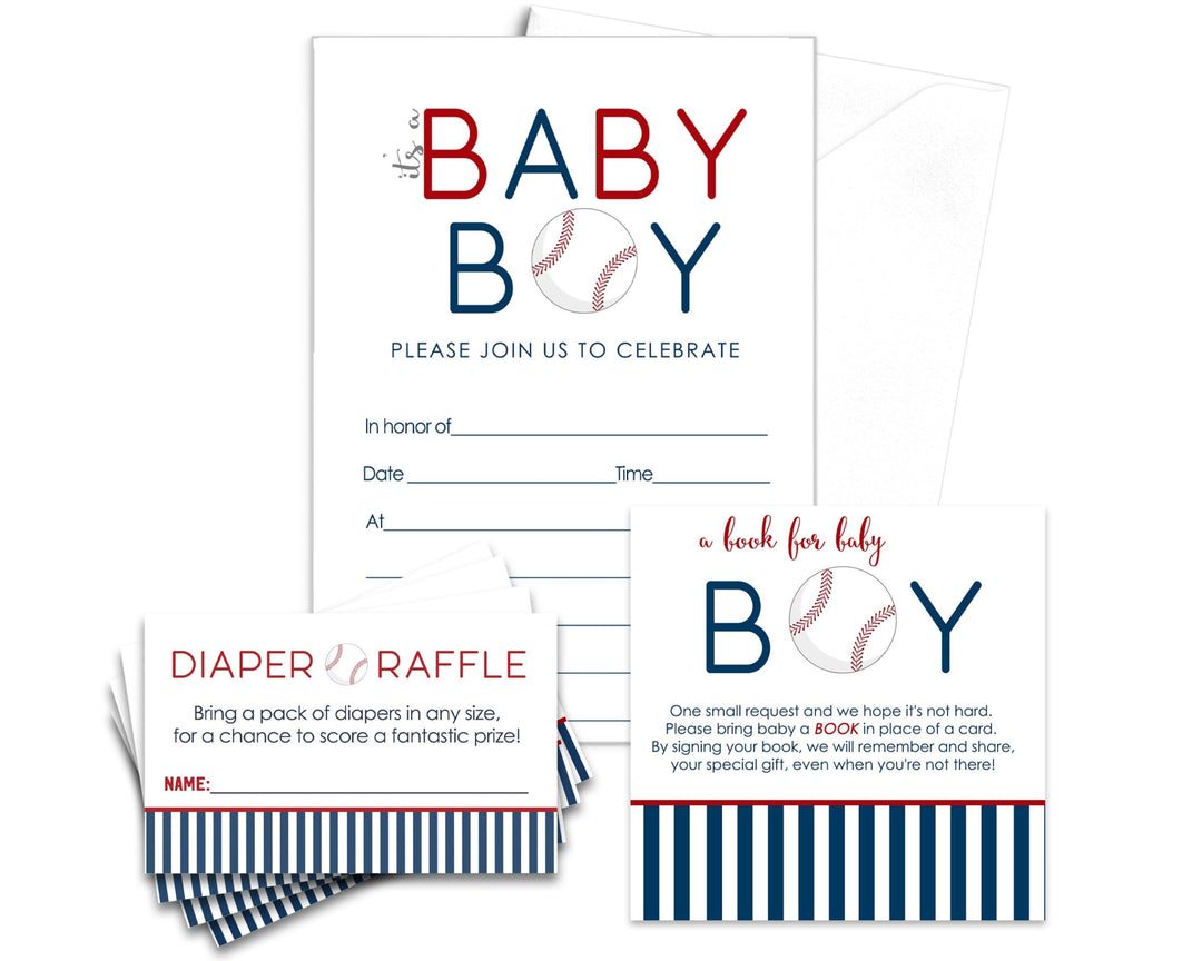 Home Run Baseball Themed Baby Shower Invitations (25 Count) - Paper Clever Party