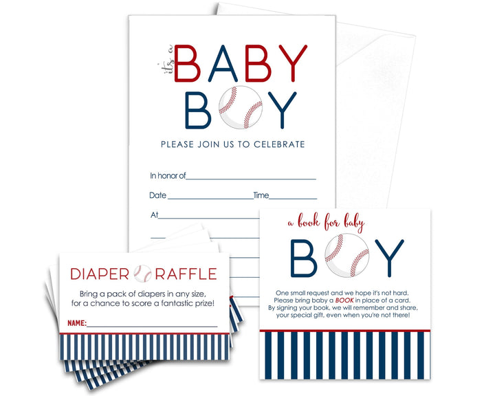 Home Run Baseball Themed Baby Shower Invitations (25 Count) - Paper Clever Party