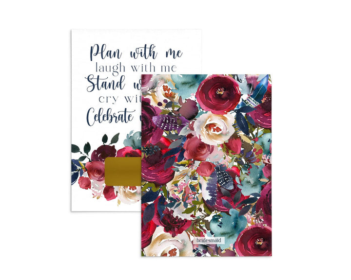 Indigo Floral Bridesmaid Scratch-Off Invitations (7-Pack) - Paper Clever Party