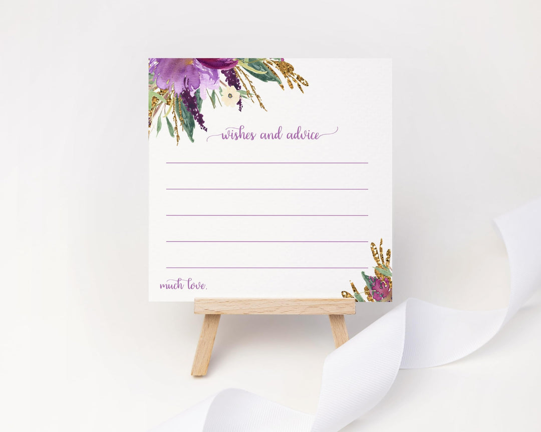 Modern Lilac & Gold Advice Cards - Paper Clever Party