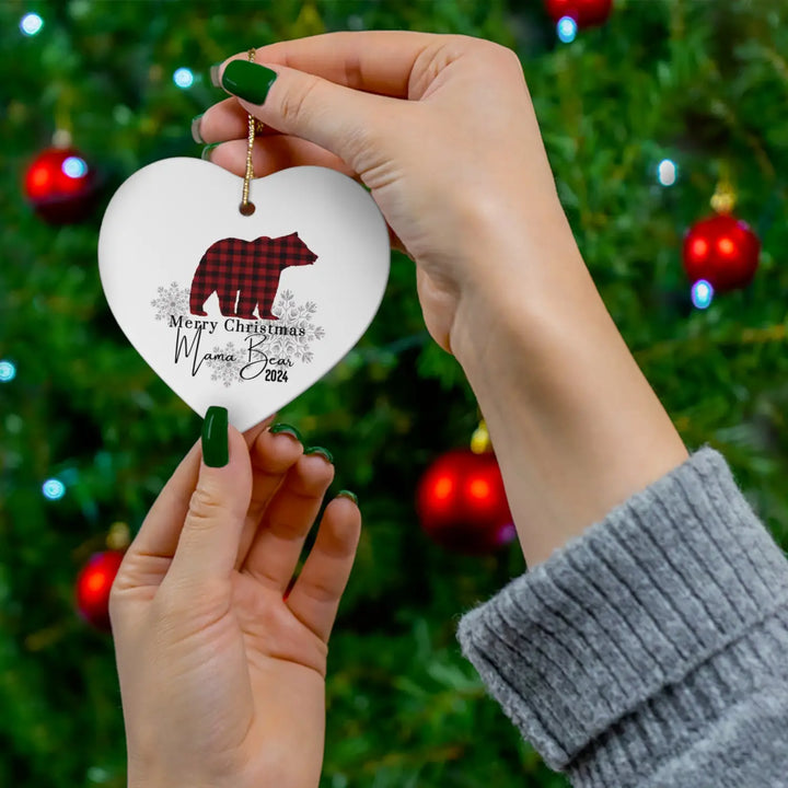 Ceramic ornaments lumberjack style christmas decor personalized xmas tree decoration 4 shapes heart star snowflake