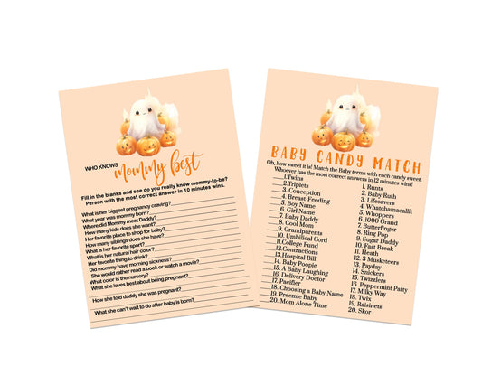 Pumpkin Gender Reveal, Ghost, 5x7 Cards, Double Sided, 25 GuestsPaper Clever Party