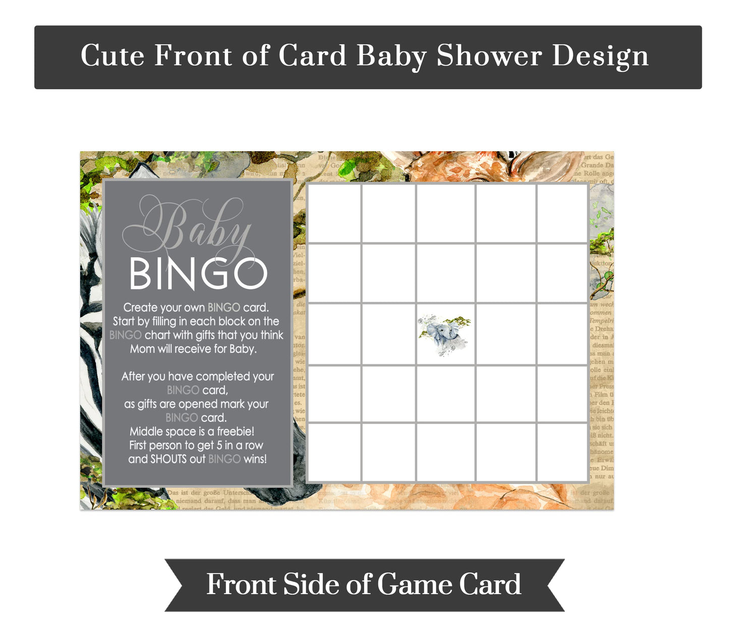 Paper Clever Party Jungle Baby Shower Bingo Game Blank Cards GuestsPaper Clever Party