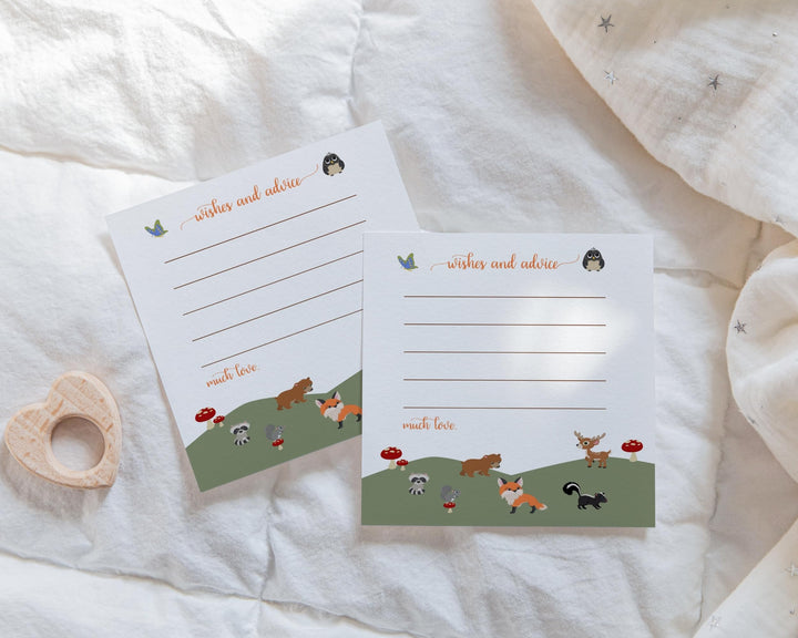 Woodland Theme Baby Shower Advice Cards - Paper Clever Party