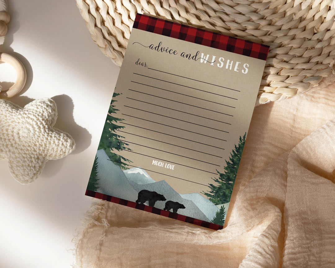 Lumberjack Theme Baby Shower Advice Cards - Paper Clever Party