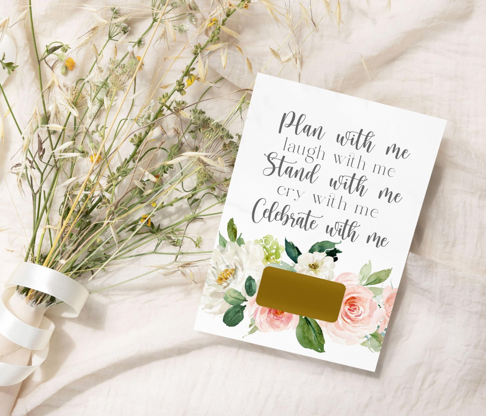 Graceful Floral Bridesmaid Cards, Bridal Party ScratchPaper Clever Party