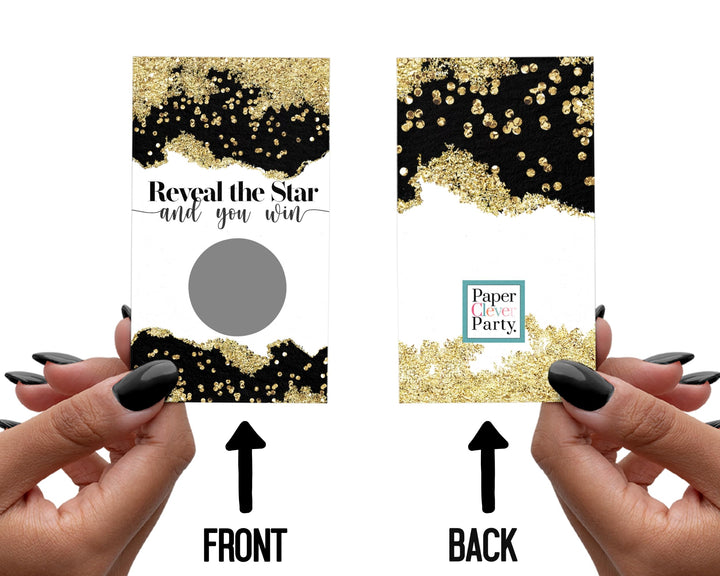 Black and Gold Elegant Scratch Off Games for Bridal Shower, All Occasions (30 Pack) - Raffle Ticket Ideas, Party Favors - Paper Clever Party