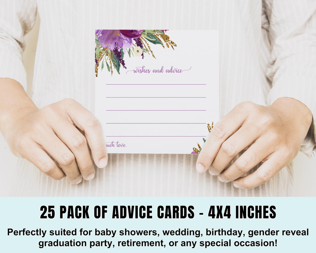 Modern Lilac & Gold Advice Cards - Paper Clever Party