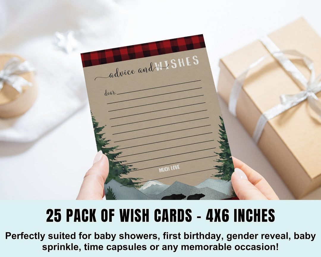 Lumberjack Theme Baby Shower Advice Cards - Paper Clever Party