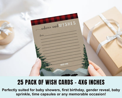 Paper Clever Party Lumberjack Baby Shower Wishes, Advice Cards Neutral, Birthday Memory Ideas, Guest Book Alternative, 25 Pack, 4x6Paper Clever Party