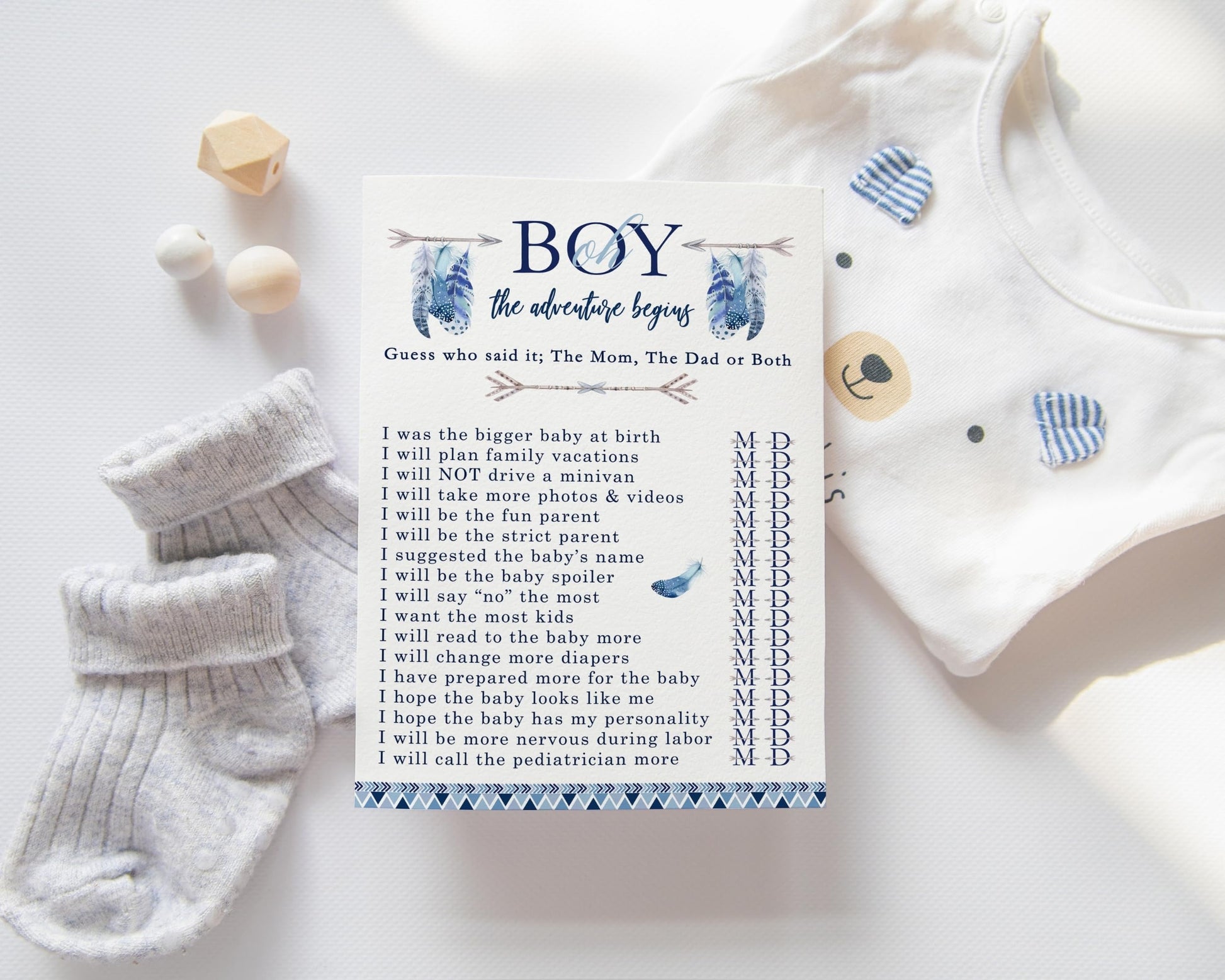 Adventure Begins Baby Shower Game 25 Guest Pack - Paper Clever Party