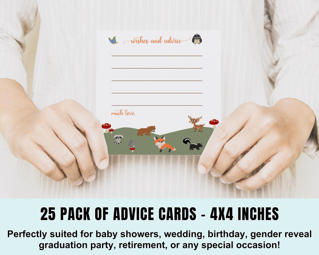 Woodland Theme Baby Shower Advice Cards - Paper Clever Party