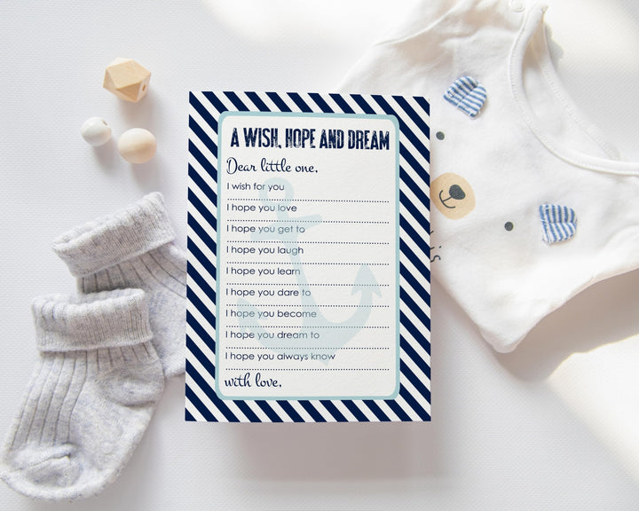 Nautical Boy Baby Shower Advice Cards - 20-Pack Keepsake Wishes, 4x6 Memory Activity Set - Paper Clever Party