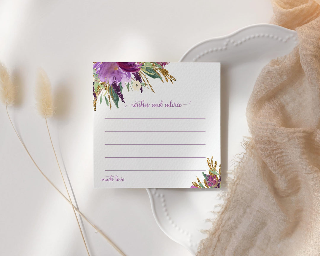 Modern Lilac & Gold Advice Cards - Paper Clever Party