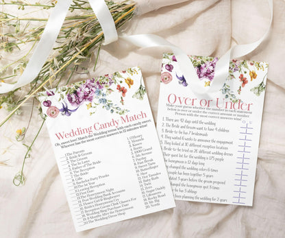 Paper Clever Party Wildflower Bridal Shower Game Bundle, 4 Different Activities on Double Sided 5x7 Cards, 25 Each