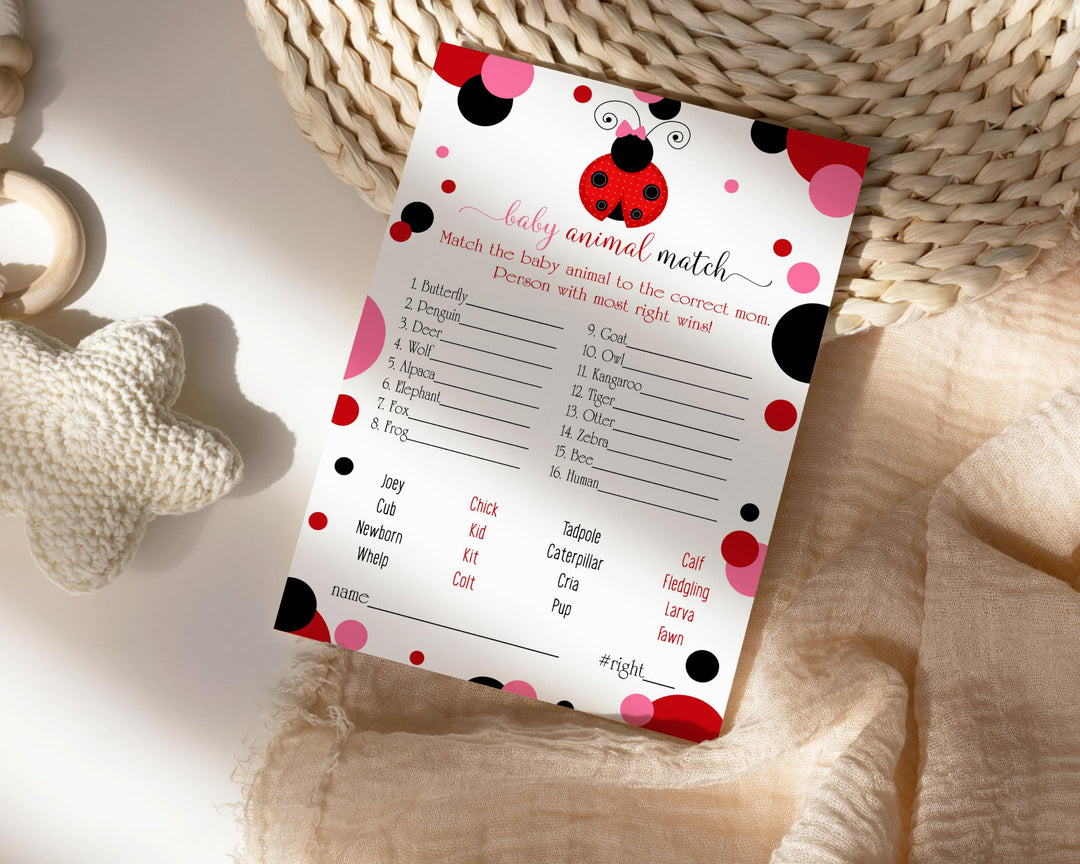 Ladybug Baby Animal Matching Game (25 Pack) - Paper Clever Party