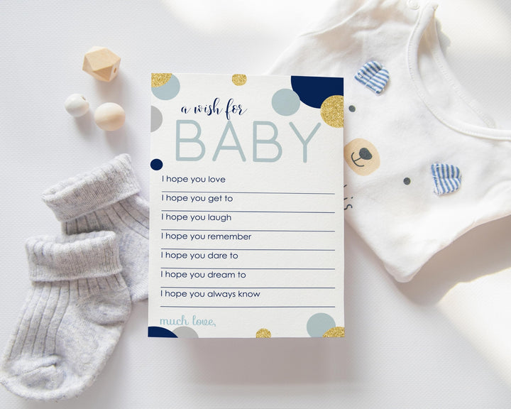 Navy & Gold Boy Baby Shower Advice Cards - 20-Pack Keepsake Wishes, 4x6 Memory Activity Set - Paper Clever Party