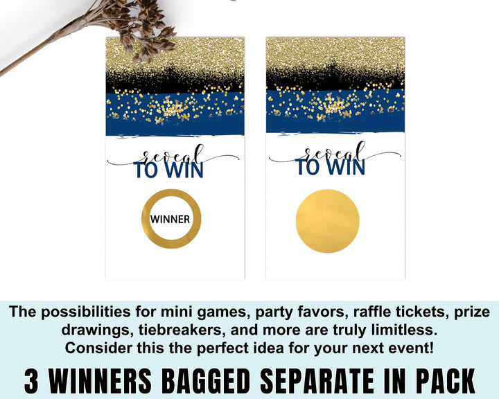 Navy & Gold Scratch Off Game Cards (28 Pack) - Elegant Entertainment for Special Events - Paper Clever Party