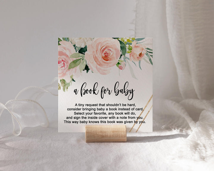 Graceful Floral Books for Baby Shower Request Cards - Paper Clever Party