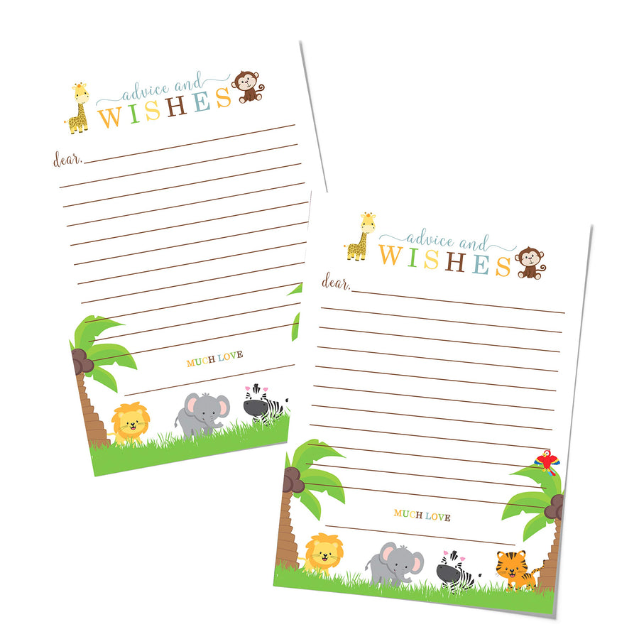 Jungle Theme Baby Shower Advice Cards - Paper Clever Party