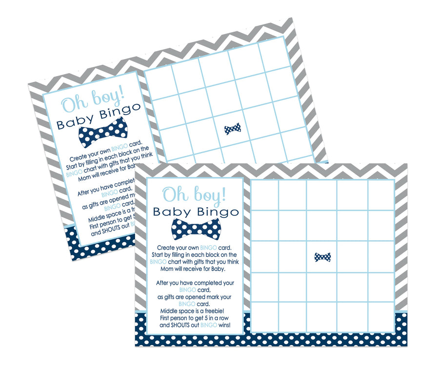 Oh Boy Bow Tie Baby Shower Bingo Game - Paper Clever Party