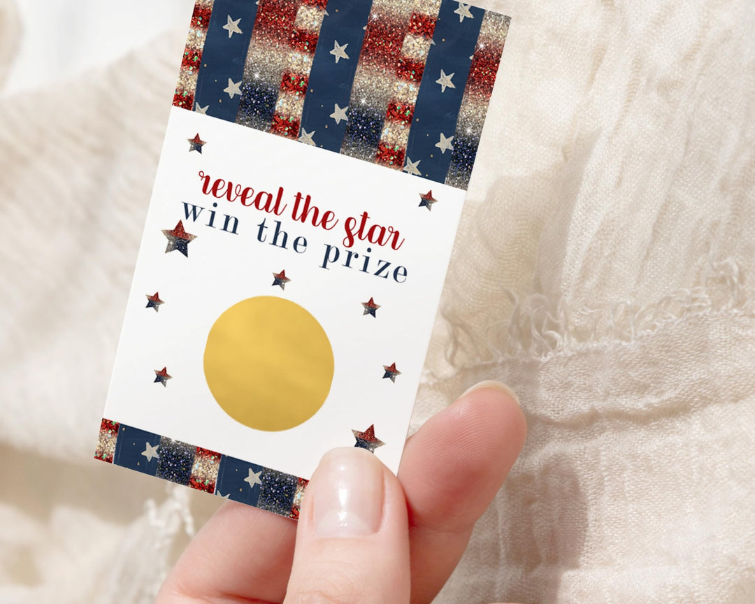 July 4th Festive Star Scratch Off Game Cards (30 Pack) - Win Scratchers for Party Games, Business Raffles, Picnics - Paper Clever Party