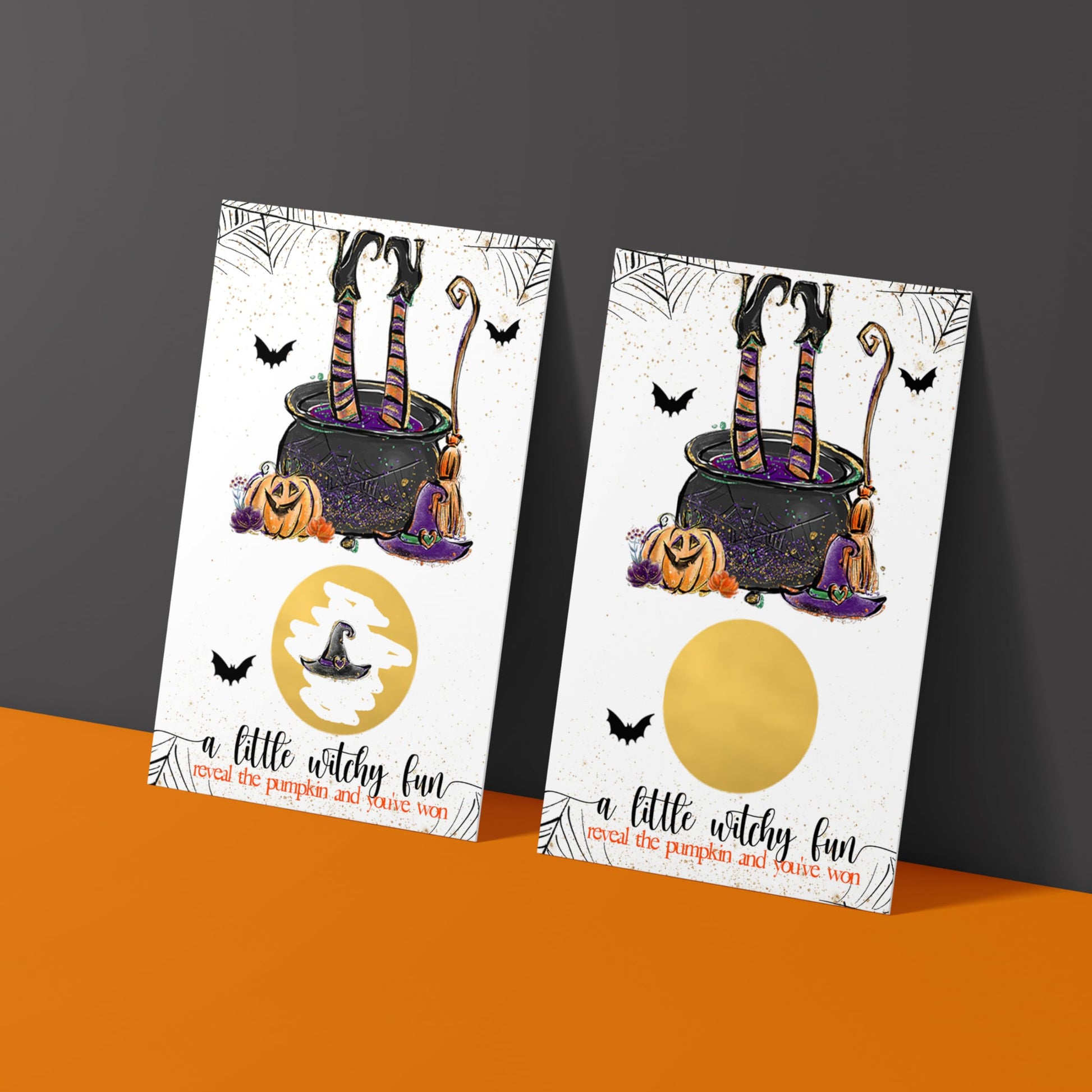 Witchy Fun Scratch Off Cards Halloween Party Games for Baby Shower, Wedding, Adults, Pumpkin Raffle Tickets, Witch Wedding Favors, 30 Pack - Paper Clever Party