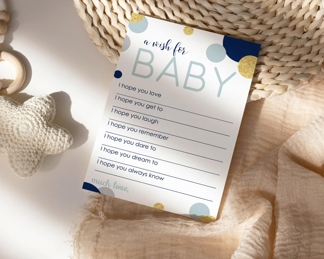 Navy & Gold Boy Baby Shower Advice Cards - 20-Pack Keepsake Wishes, 4x6 Memory Activity Set - Paper Clever Party