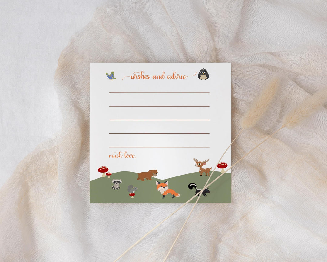 Woodland Theme Baby Shower Advice Cards - Paper Clever Party