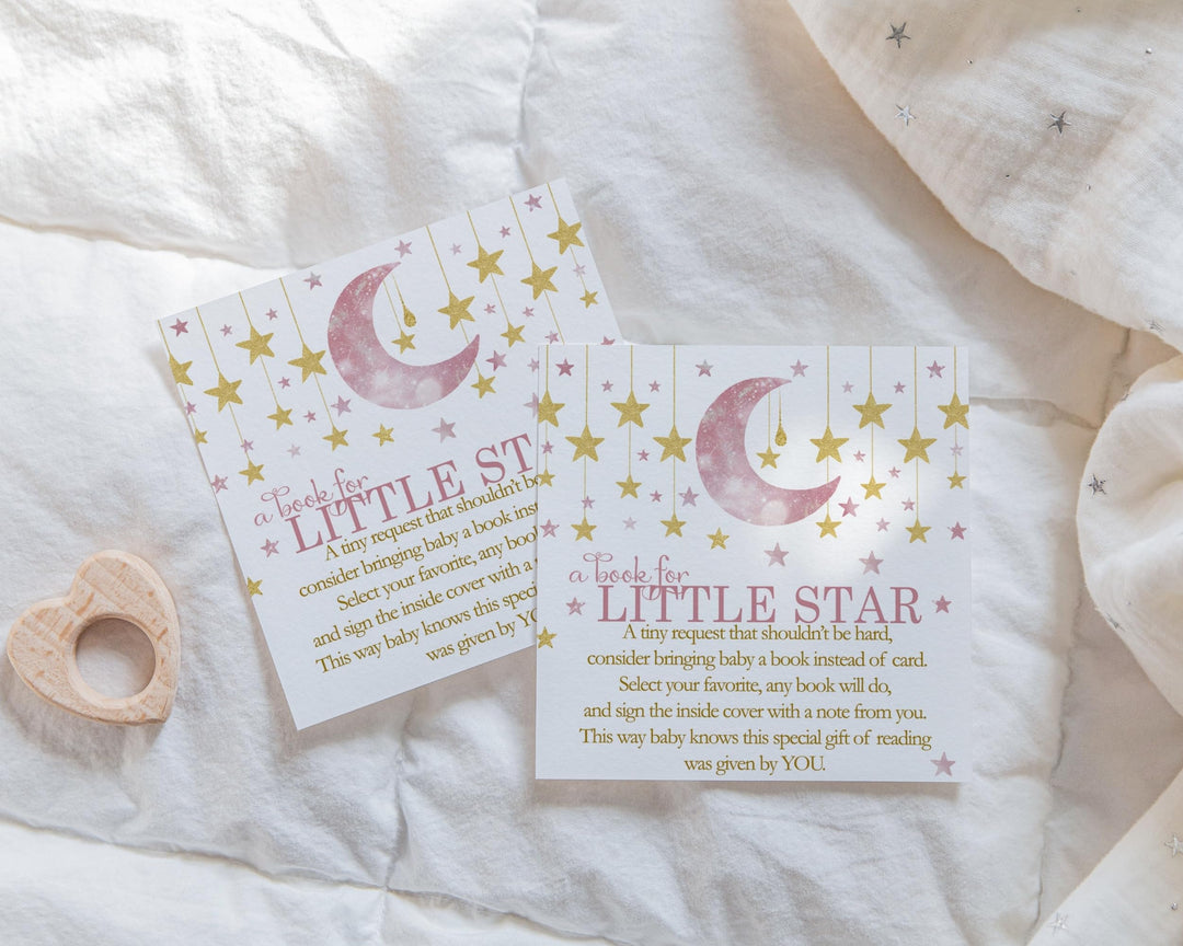 Twinkle Little Star Books for Baby Shower Request Cards (Girls) - Paper Clever Party