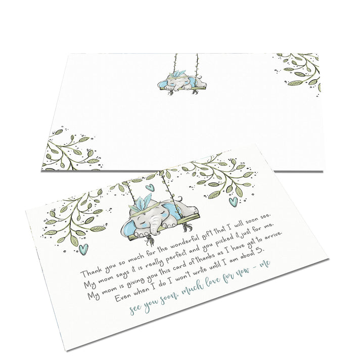 Elephant Baby Shower Thank You Cards – Prewritten Notes for Boys and Girls (Pack of 25) - Paper Clever Party