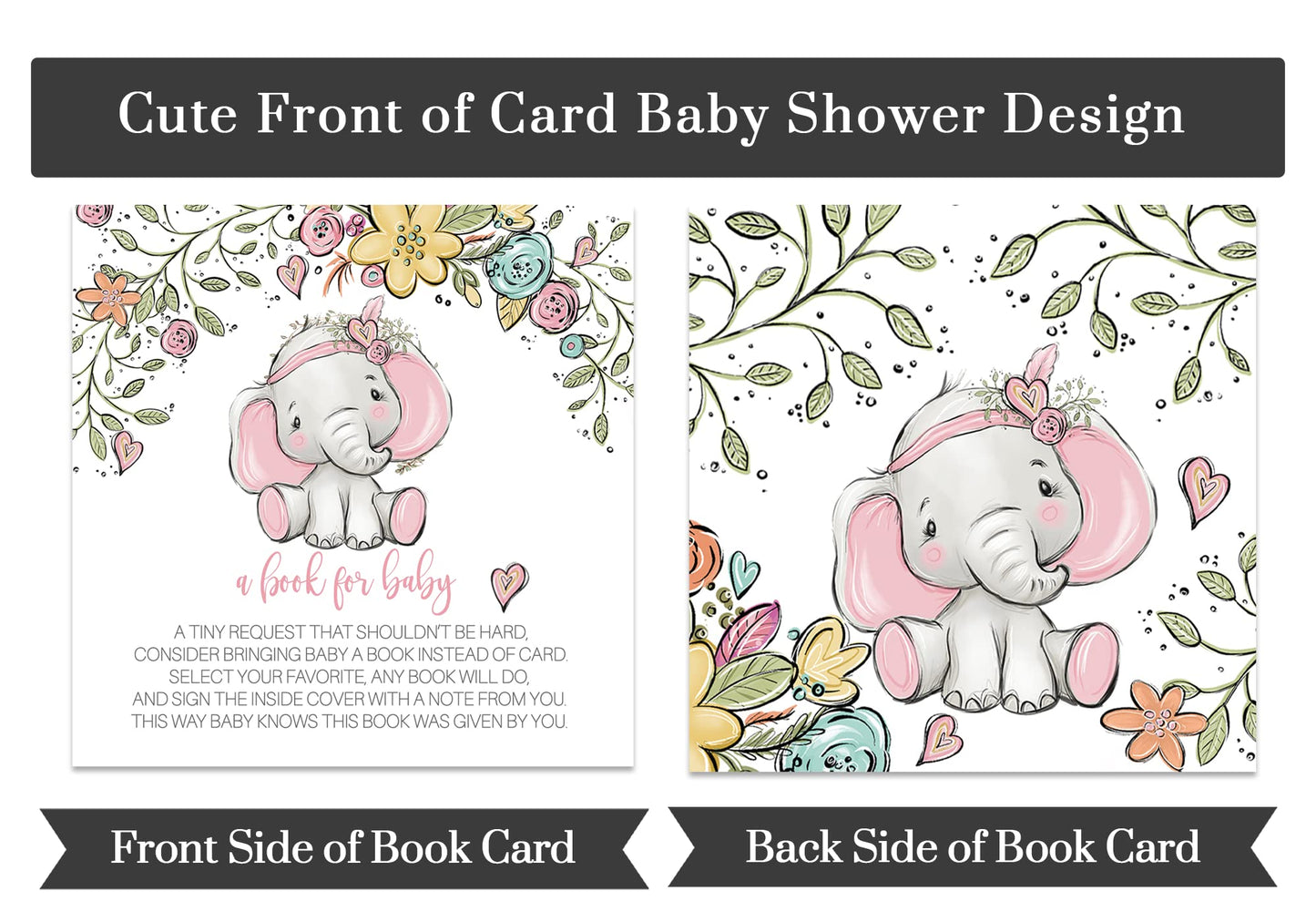 Cottage Elephant Books for Baby Shower Request Cards