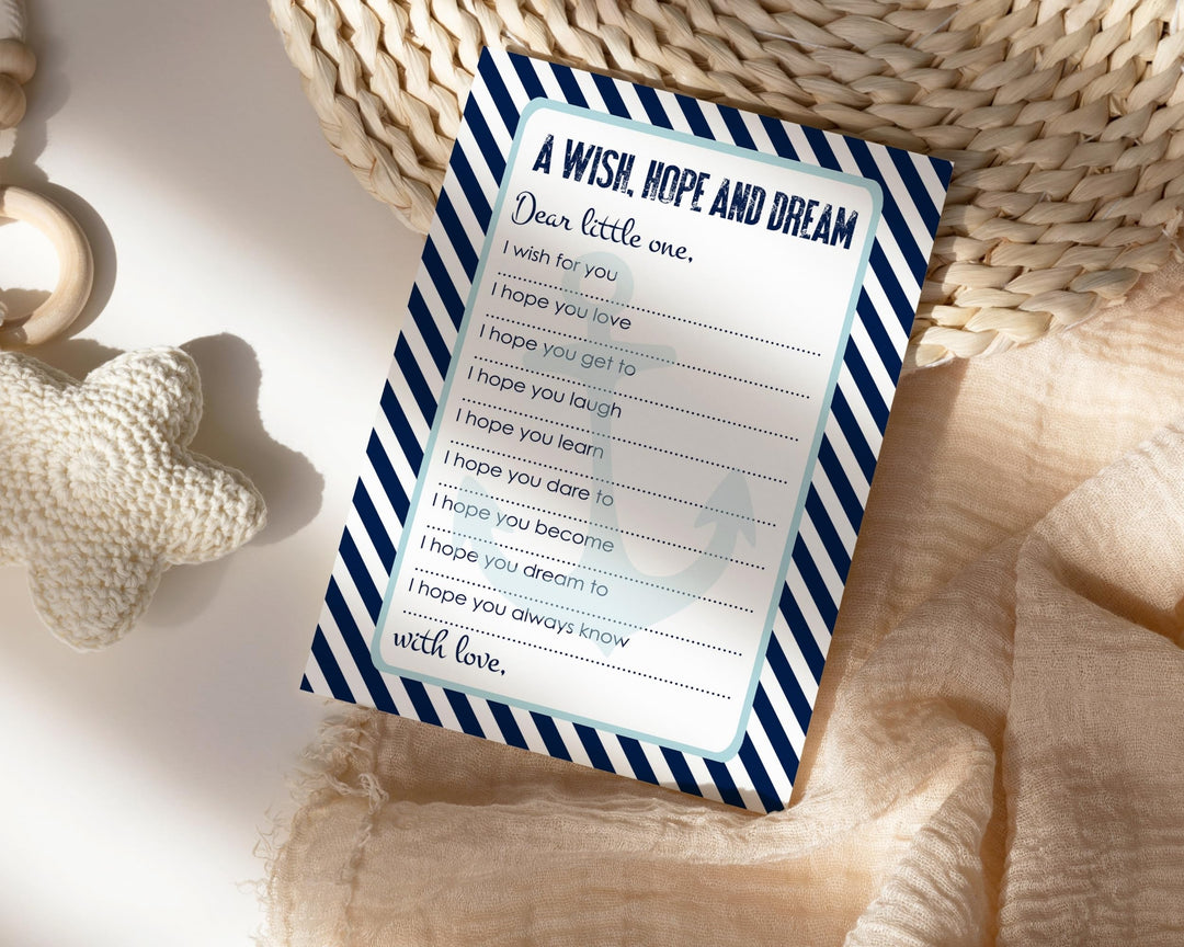 Nautical Boy Baby Shower Advice Cards - 20-Pack Keepsake Wishes, 4x6 Memory Activity Set - Paper Clever Party