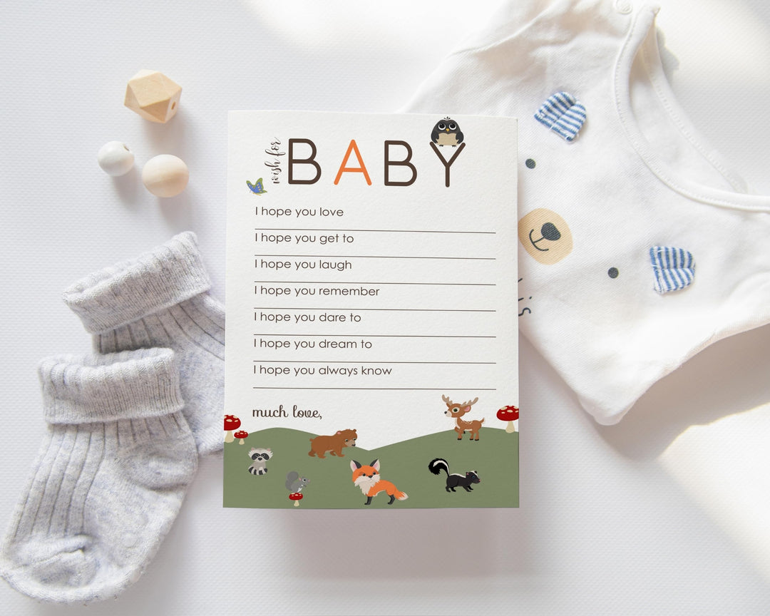 Woodland Baby Shower Advice Cards - 20-Pack Neutral Wishes, 4x6 Birthday Memory Guest Book Alternative - Paper Clever Party