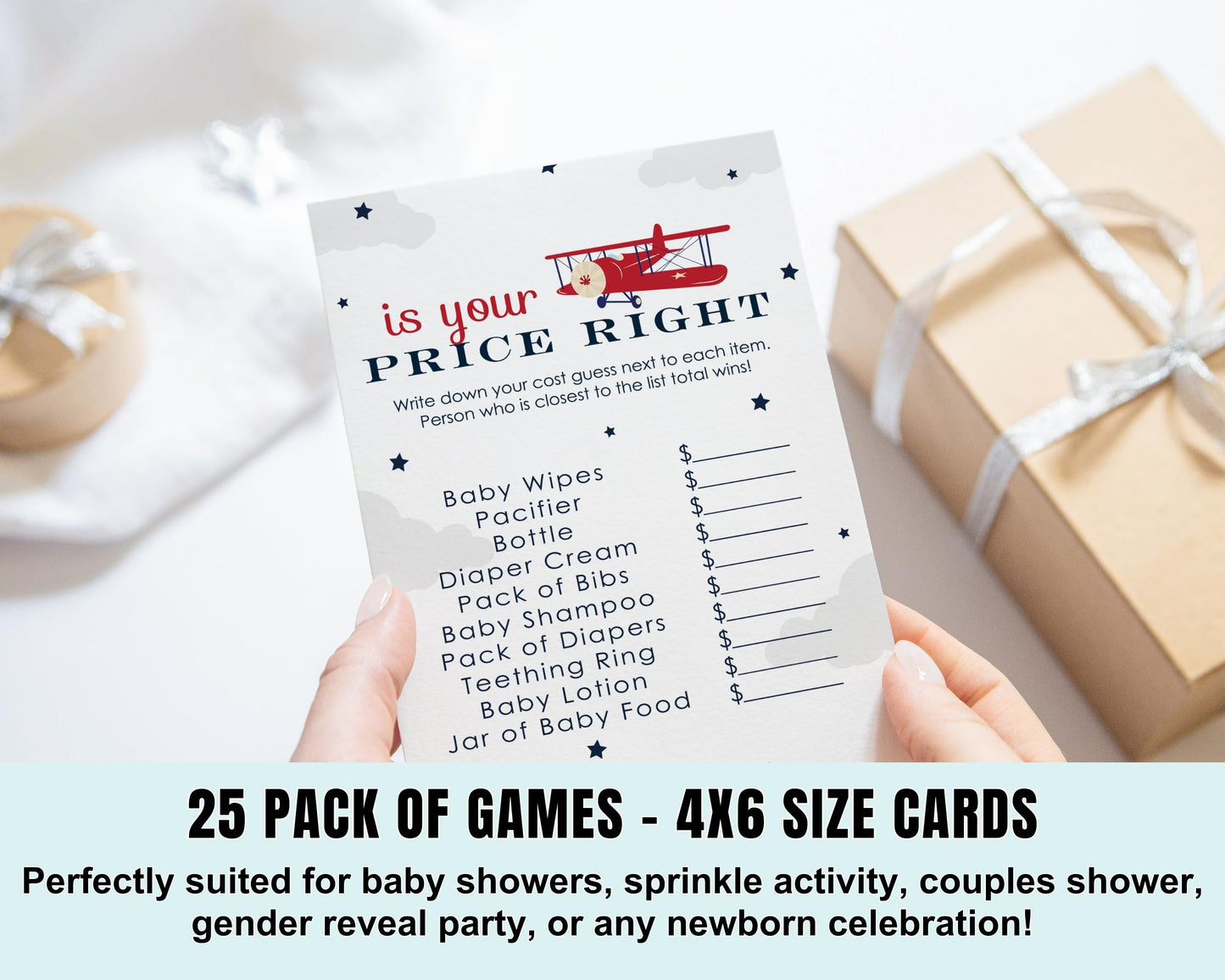 Price Game - 25 Pack, Fun Guessing Activity Cards, Easy PlayPaper Clever Party