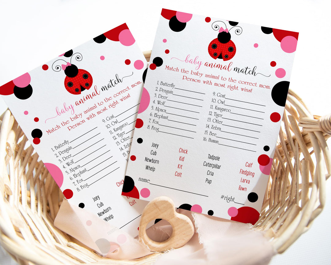 Ladybug Baby Animal Matching Game (25 Pack) - Paper Clever Party