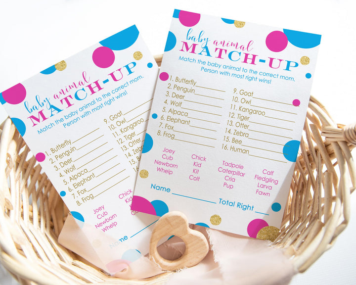 Gender Reveal Animal Matching Game Cards (25 Pack) - Paper Clever Party