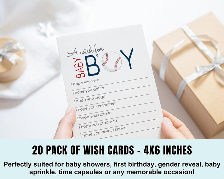 Baseball Baby Shower Advice Cards - 20-Pack Gender Reveal Wishes, 4x6 Memory Activity Set - Paper Clever Party