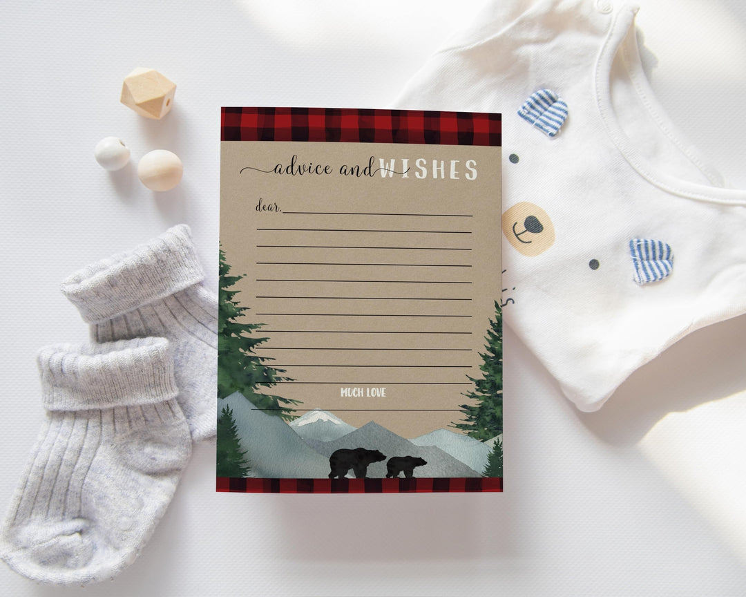 Lumberjack Theme Baby Shower Advice Cards - Paper Clever Party