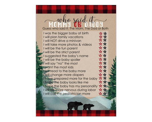 Lumberjack Baby Shower Game GuessPaper Clever Party