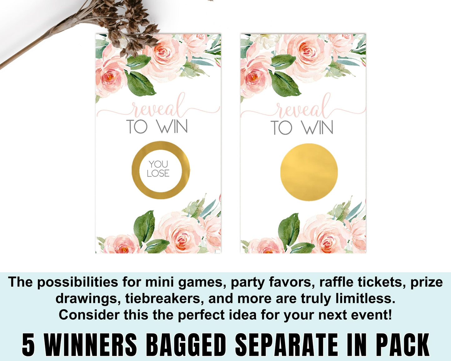Showers, Graduation, Birthday - Prize Drawing Raffle Tickets - Elegant Wedding Favors Greenery BlushPaper Clever Party