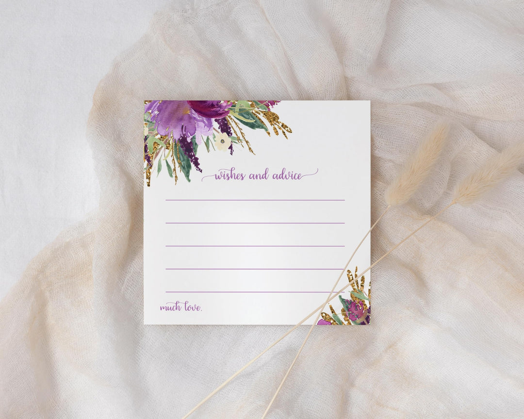 Modern Lilac & Gold Advice Cards - Paper Clever Party