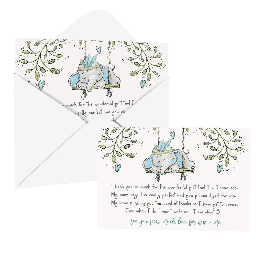 Elephant Baby Shower Thank You Cards – Prewritten Notes for Boys and Girls (Pack of 25) - Paper Clever Party