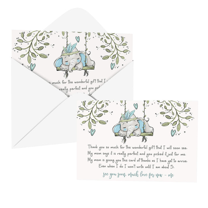 Elephant Baby Shower Thank You Cards – Prewritten Notes for Boys and Girls (Pack of 25) - Paper Clever Party