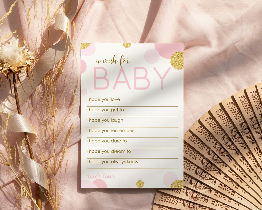 Pink & Gold Girl Baby Shower Advice Cards - 20-Pack Keepsake Wishes, 4x6 Memory Activity Set - Paper Clever Party