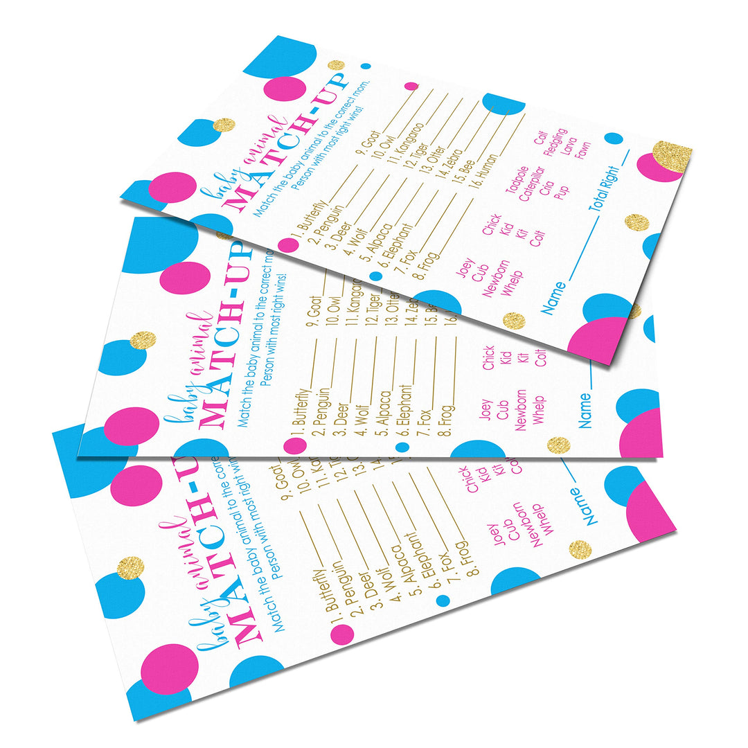 Gender Reveal Animal Matching Game Cards (25 Pack) - Paper Clever Party