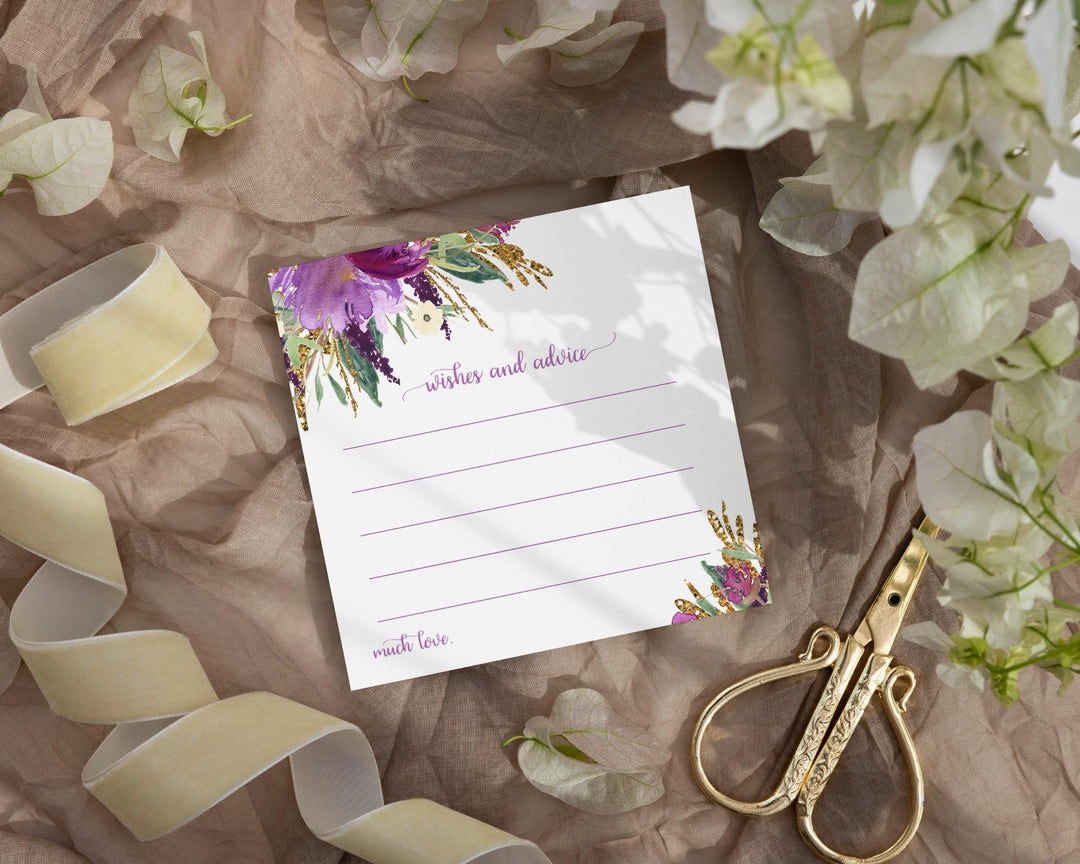 Modern Lilac & Gold Advice Cards - Paper Clever Party